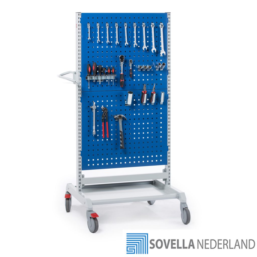 Sovella Nederland Treston trolley combinatie 5 met gereedschapsborden aan 2 zijden voor in de werkplaats met gereedschapshaken